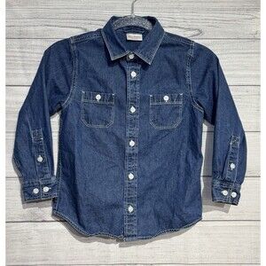 Hanna Andersson Blue Denim Button Down Shirt Top Boys 120 7